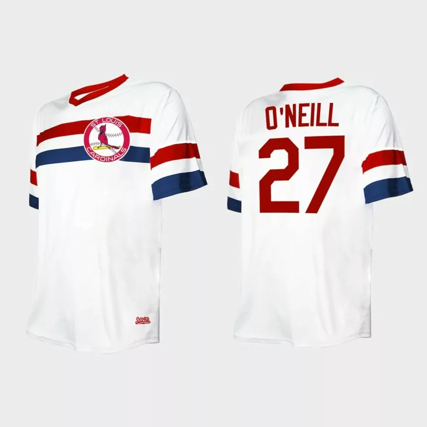 Men’s Tyler O’Neill St. Louis Cardinals Cooperstown Collection V-Neck Jersey – White