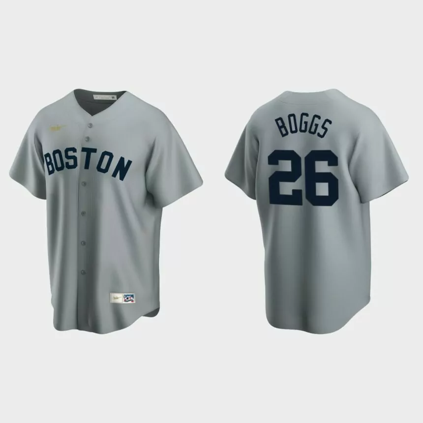 Men’s Wade Boggs #26 Boston Red Sox Cooperstown Collection Road Jersey – Gray