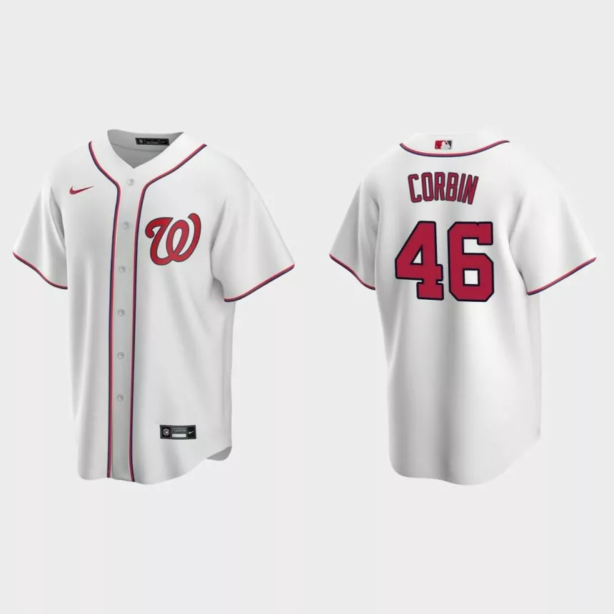 Men’s Washington Nationals Patrick Corbin #46 Replica Home Jersey – White