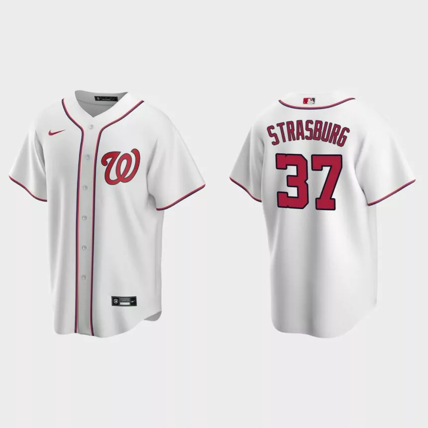 Men’s Washington Nationals Stephen Strasburg #37 Replica Home Jersey – White