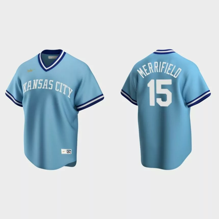 Men’s Whit Merrifield Kansas City Royals Cooperstown Collection Road Jersey – Light Blue