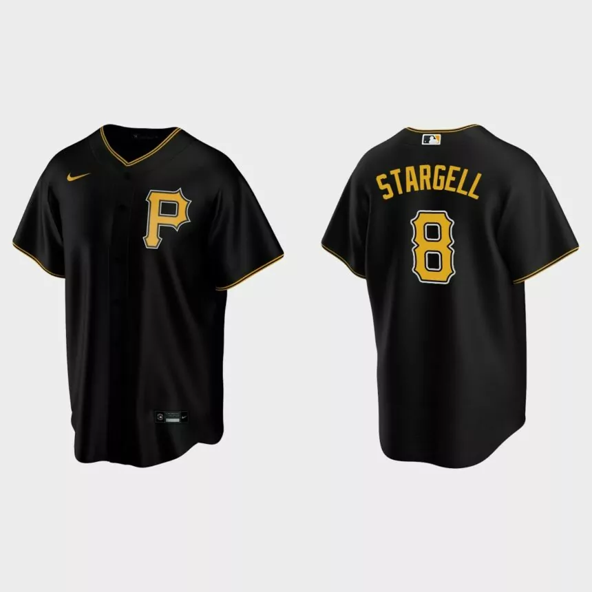 Men’s Willie Stargell #8 Pittsburgh Pirates Alternate Replica Jersey – Black