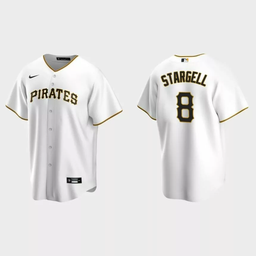 Men’s Willie Stargell #8 Pittsburgh Pirates Home Replica Jersey – White
