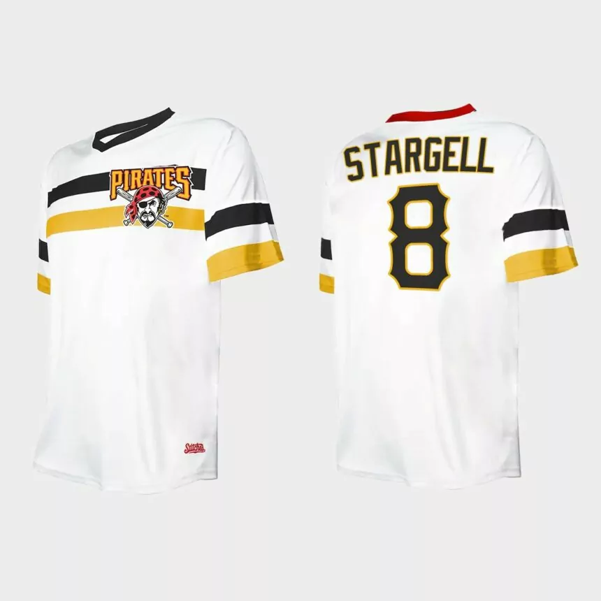 Men’s Willie Stargell Pittsburgh Pirates Cooperstown Collection V-Neck Jersey – White