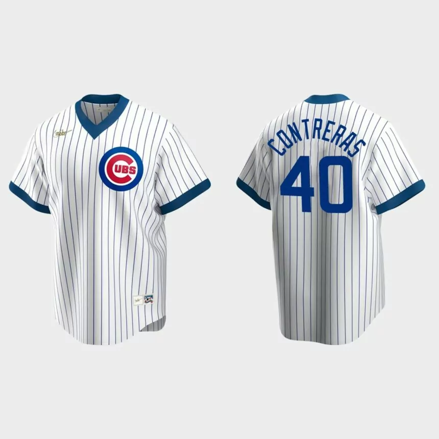 Men’s Willson Contreras Chicago Cubs Cooperstown Collection Home Jersey – White