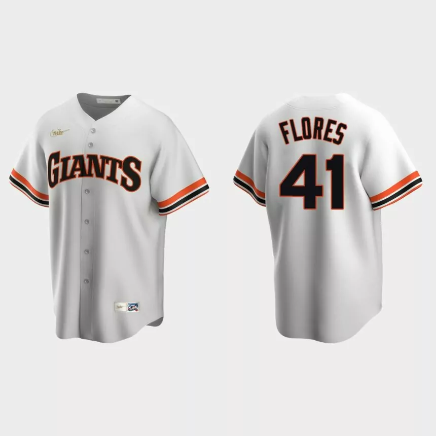 Men’s Wilmer Flores #41 San Francisco Giants Cooperstown Collection Home Jersey – White