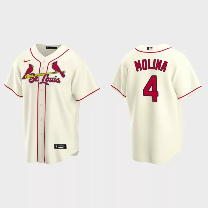 Men’s Yadier Molina #4 St. Louis Cardinals Alternate Replica Jersey – Cream