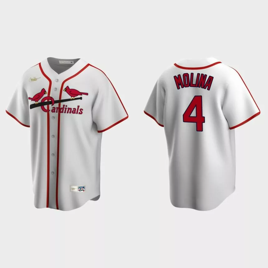 Men’s Yadier Molina St. Louis Cardinals Cooperstown Collection Home Jersey – White