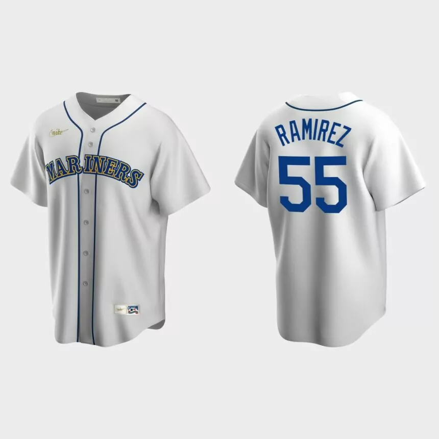 Men’s Yohan Ramirez #55 Seattle Mariners Cooperstown Collection Home Jersey – White