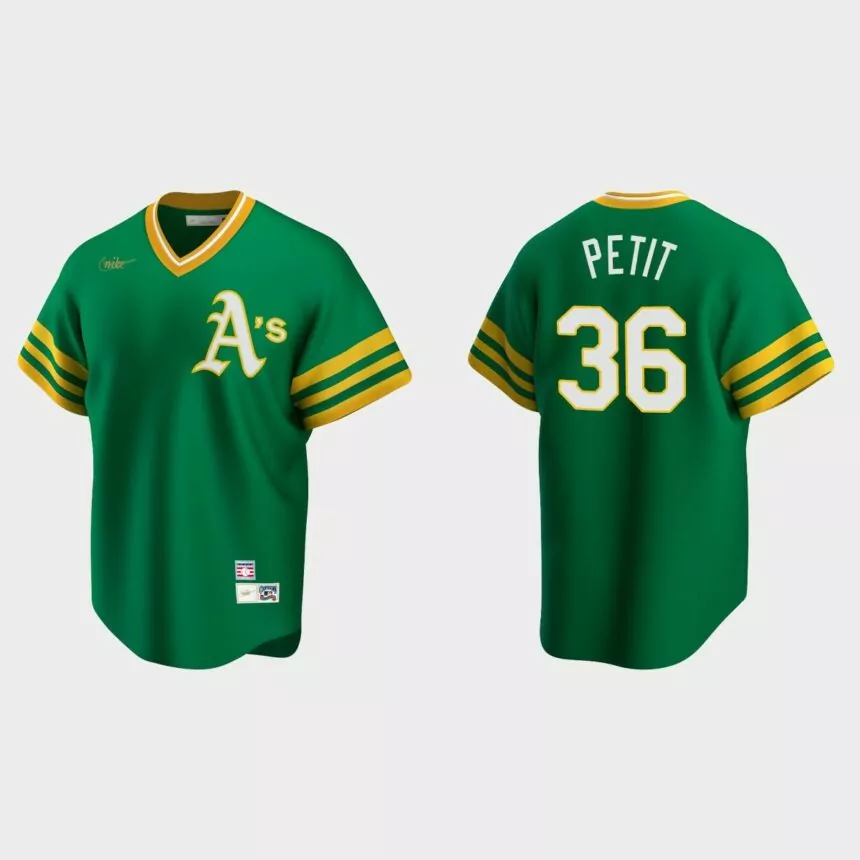 Men’s Yusmeiro Petit Oakland Athletics Cooperstown Collection Road Jersey – Kelly Green