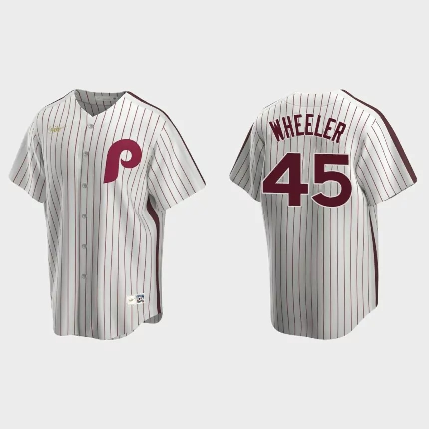 Men’s Zack Wheeler #45 Philadelphia Phillies Cooperstown Collection Home Jersey – White