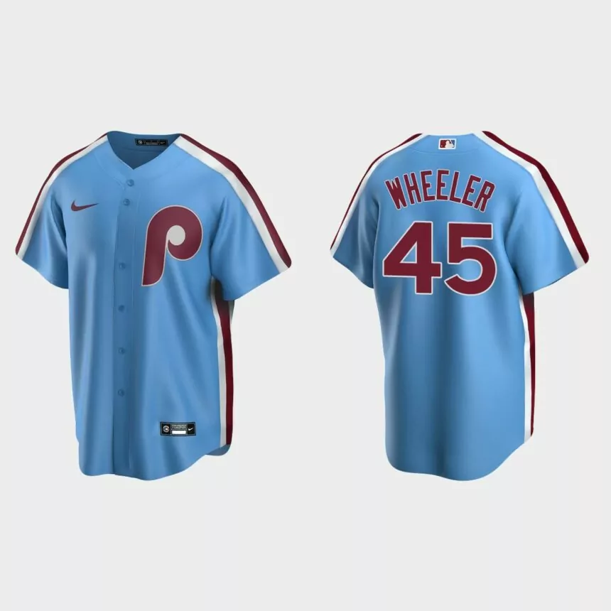 Men’s Zack Wheeler #45 Philadelphia Phillies Cooperstown Collection Road Jersey – Light Blue