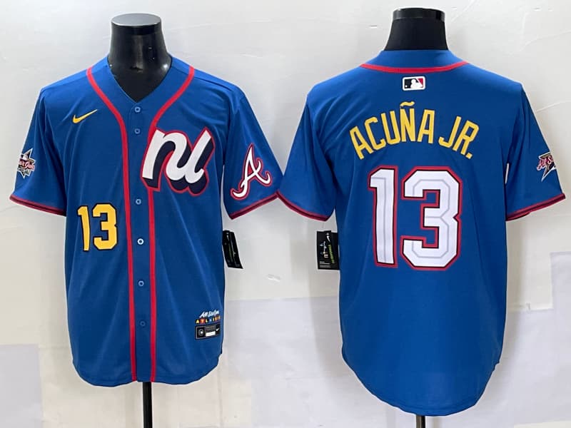 Mens   Atlanta Braves  #-13 Ronald Acuna Jr. baseball Jersey