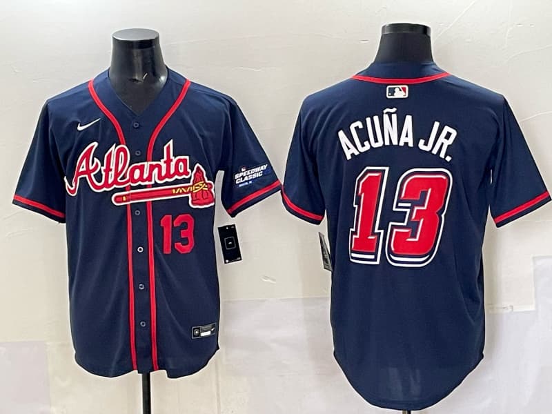Mens   Atlanta Braves  #13 Ronald  Acuna Jr. baseball Jersey