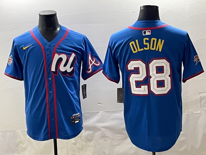 Mens   Atlanta Braves  #28 Matt Olson baseball Jersey