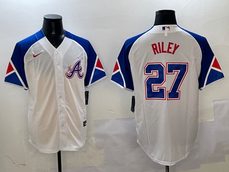 Mens   Atlanta Braves -27 Austin Riley  baseball Jersey