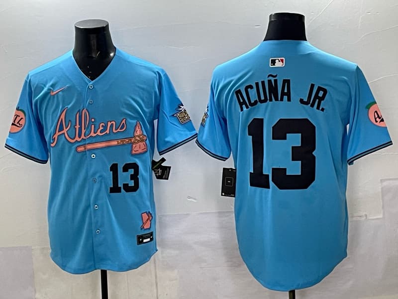 Mens  Atlanta Braves  # 13 Ronald Acuna  Jr. baseball Jersey