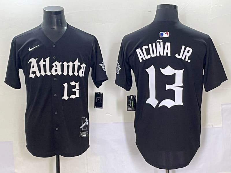 Mens  Atlanta Braves  #13 Ronald Acuna Jr. baseball Jersey