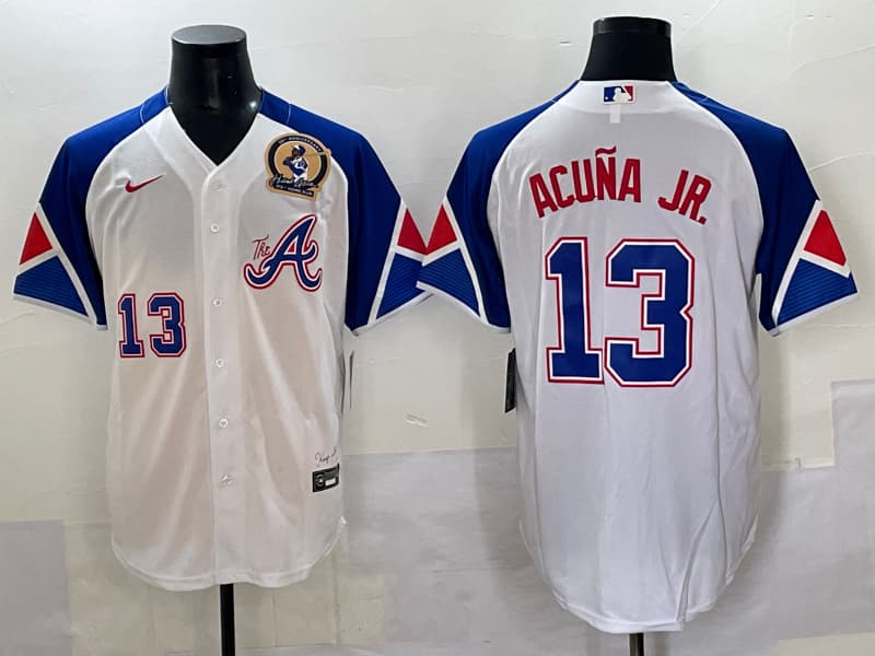 Mens  Atlanta Braves #  13 Ronald Acuna Jr. baseball Jersey