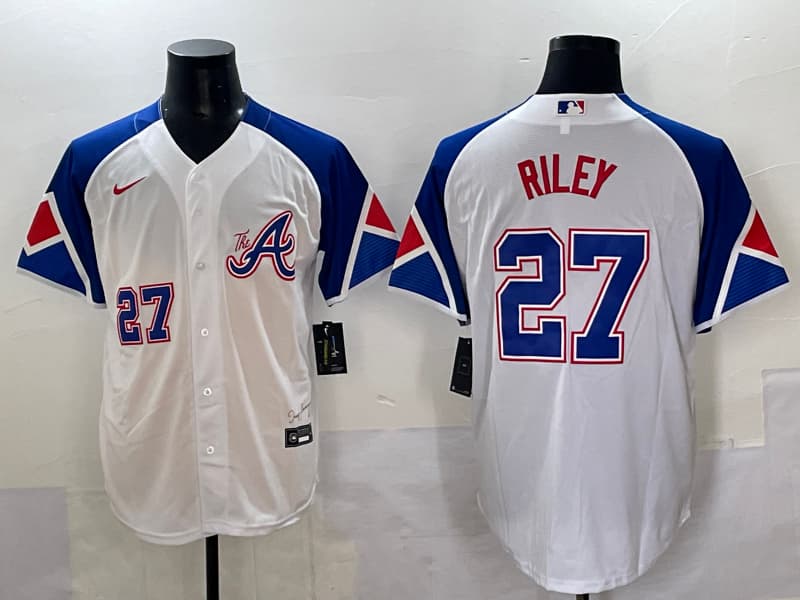 Mens  Atlanta Braves #27 Austin Riley  baseball Jersey