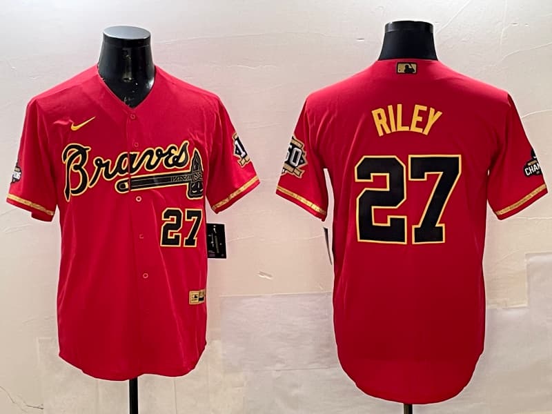 Mens  Atlanta Braves -27 Austin Riley  baseball Jersey