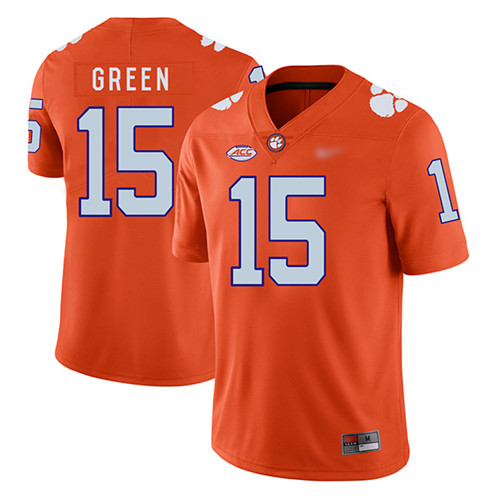 Mens  Clemson Tigers #15 TJ Green Nike Orange College Football Game Jersey