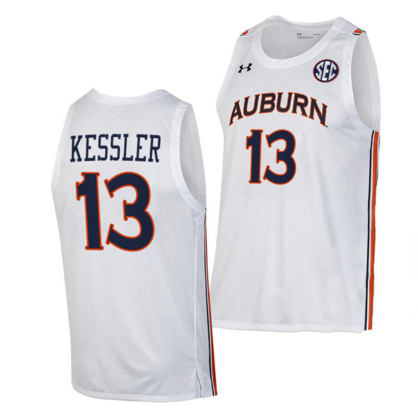 Mens's Auburn Tigers #13 Walker Kessler 2021-22 White College Basketball Game Jersey
