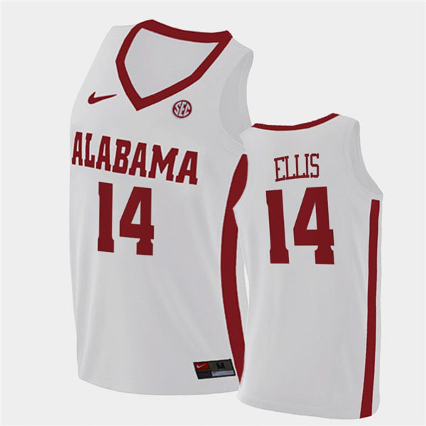 Mens Alabama Crimson Tide #14 Keon Ellis Nike White College Basketball Game Jersey