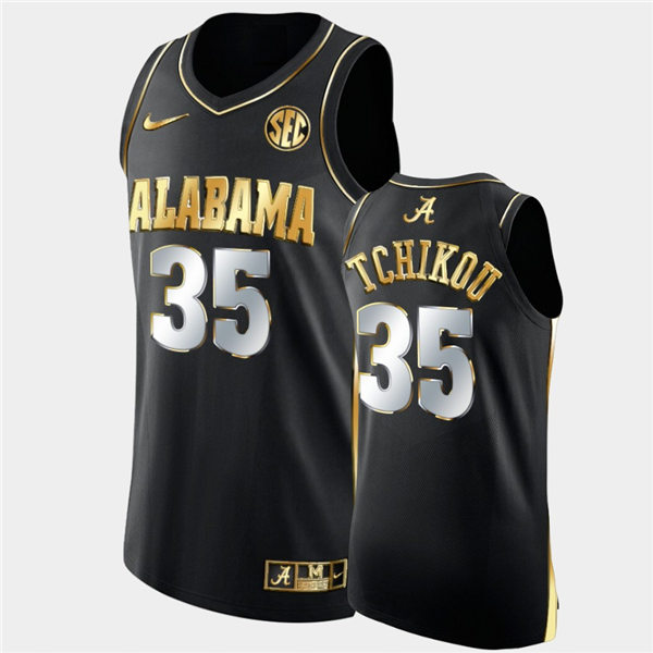 Mens Alabama Crimson Tide #35 Alex Tchikou Nike Black Golden Edition Basketball Jersey