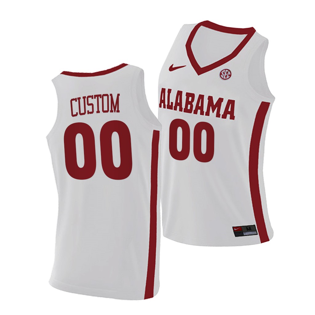 Mens Alabama Crimson Tide Custom Javian Davis Herbert Jones Kira Lewis Jr. Nike White College Basketball Jersey