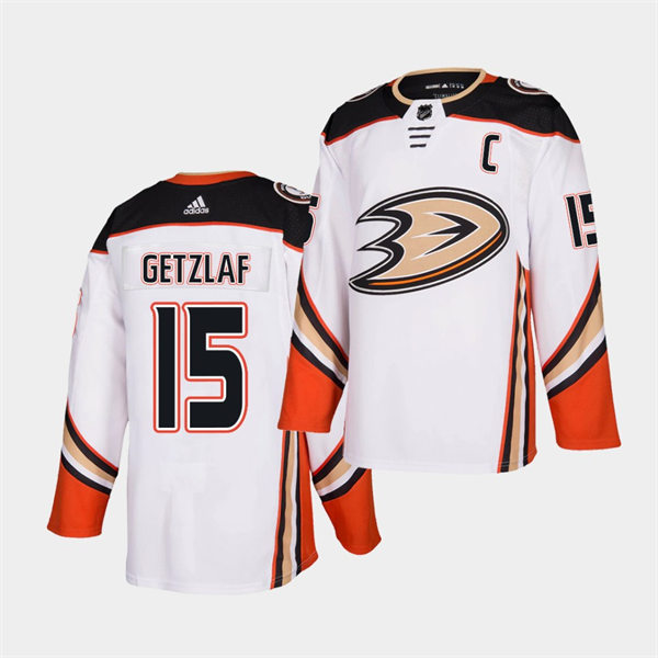 Mens Anaheim Ducks #15 Ryan Getzlaf Adidas Away White Stitched Jersey