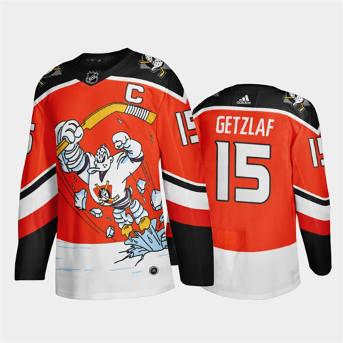 Mens Anaheim Ducks #15 Ryan Getzlaf Orange Alternate Adidas 2021 Reverse Retro Special Edition Stitched Jersey
