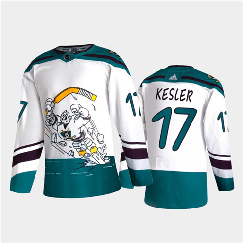 Mens Anaheim Ducks #17 Ryan Kesler 2021 White Adidas NHL REVERSE RETRO Stitched Jersey