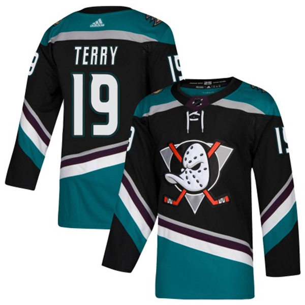 Mens Anaheim Ducks #19 Troy Terry Adidas 2019 Alternate Black Bargain Stitched Jersey