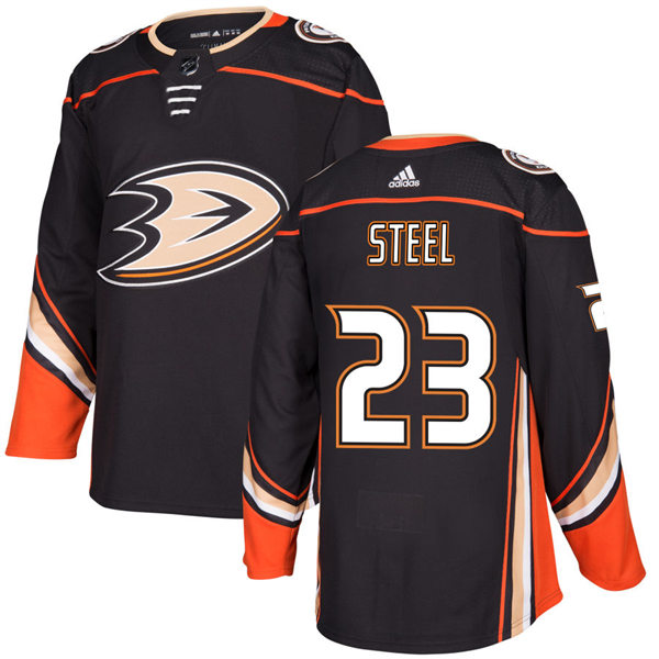 Mens Anaheim Ducks #23 Sam Steel Adidas Black Home Stitched Jersey