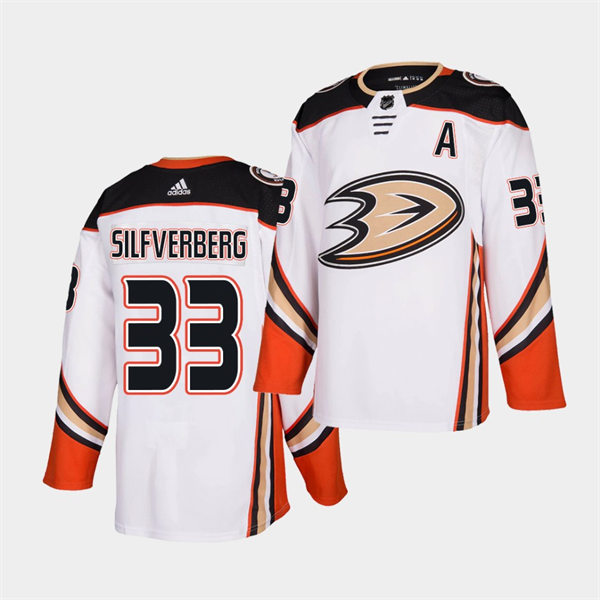 Mens Anaheim Ducks #33 Jakob Silfverberg Adidas Away White Stitched Jersey