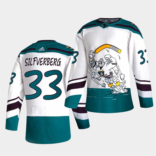 Mens Anaheim Ducks #33 Jakob Silfverberg White Adidas 2021 Reverse Retro Stitched Jersey