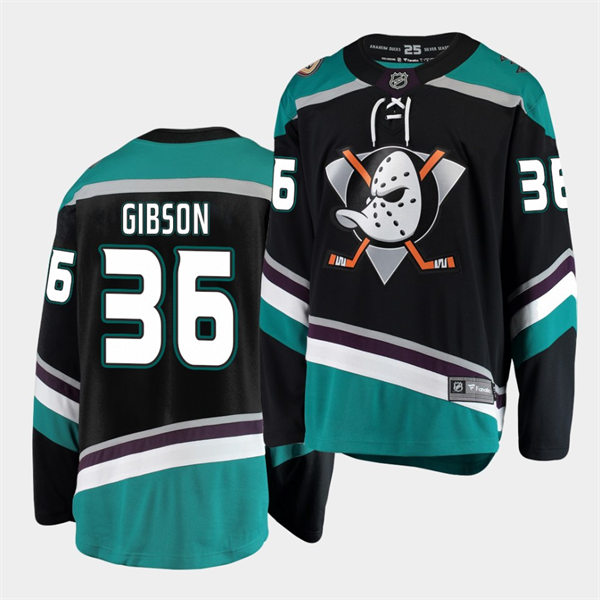 Mens Anaheim Ducks #36 John Gibson Adidas 2019 Alternate Black Bargain Stitched Jersey