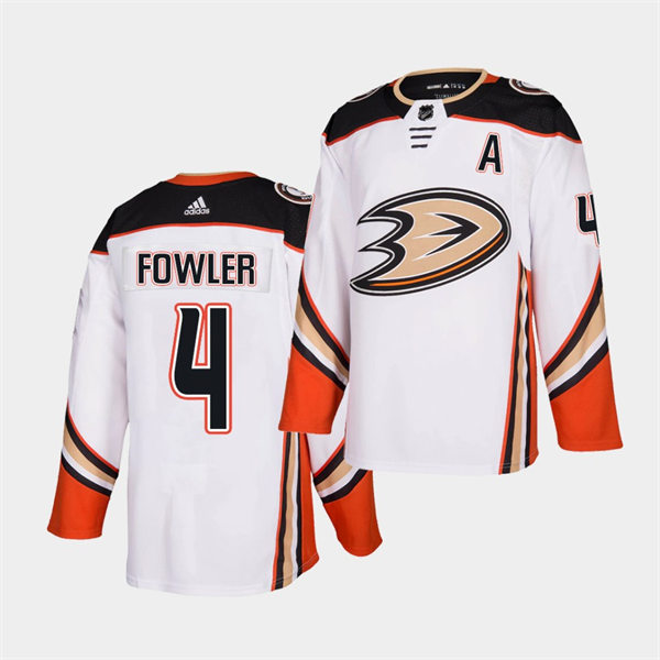 Mens Anaheim Ducks #4 Cam Fowler Adidas Away White Stitched Jersey