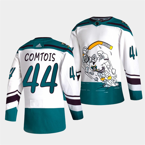 Mens Anaheim Ducks #44 Max Comtois White Adidas 2021 Reverse Retro Stitched Jersey