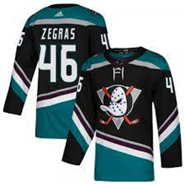 Mens Anaheim Ducks #46 Trevor Zegras Adidas 2019 Alternate Black Bargain Stitched Jersey