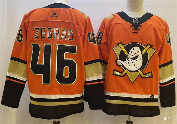 Mens Anaheim Ducks #46 Trevor Zegras Adidas Orange Alternate Stitched Jersey