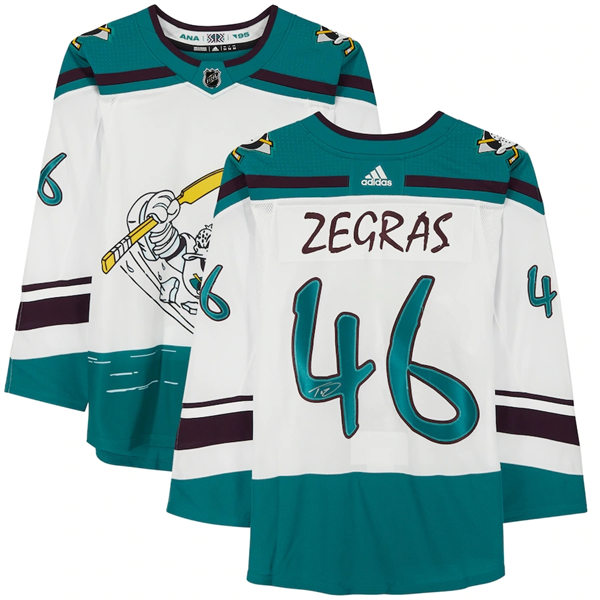 Mens Anaheim Ducks #46 Trevor Zegras White Adidas 2021 Reverse Retro Stitched Jersey