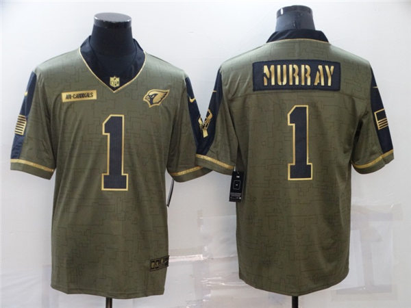 Mens Arizona Cardinals #1 Kyler Murray Nike 2021 Olive Golden Salute To Service Limited Jersey