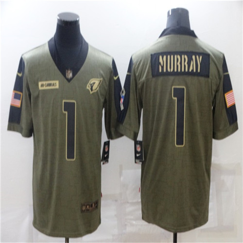 Mens Arizona Cardinals #1 Kyler Murray Stitched Nike Olive 2021 Salute To Service Limited Player Stitched Jersey