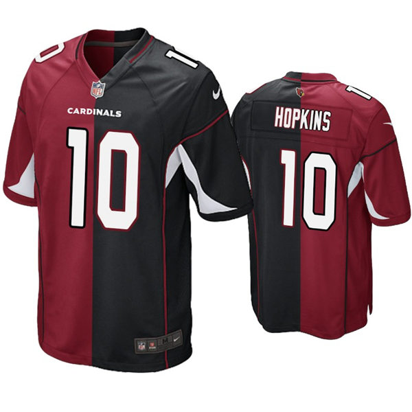 Mens Arizona Cardinals #10 DeAndre Hopkins Nike Cardinal Black Split Two-Tone Jersey