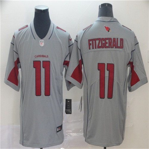 Mens Arizona Cardinals #11 Larry Fitzgerald Nike Silver Inverted Legend Stitched  Jersey
