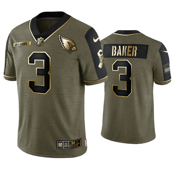 Mens Arizona Cardinals #3 Budda Baker Nike 2021 Olive Golden Salute To Service Limited Jersey
