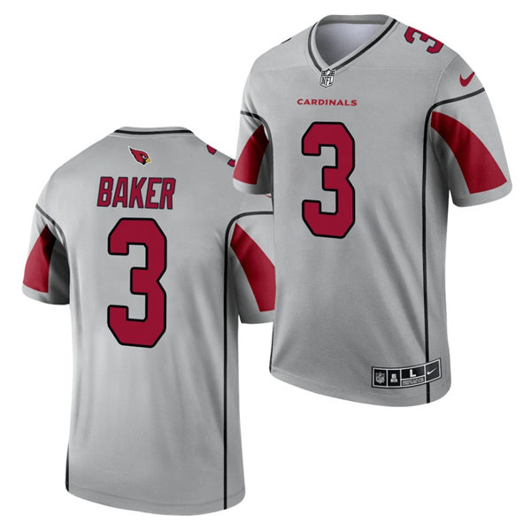 Mens Arizona Cardinals #3 Budda Baker Nike 2021 Silver Inverted Legend Jersey