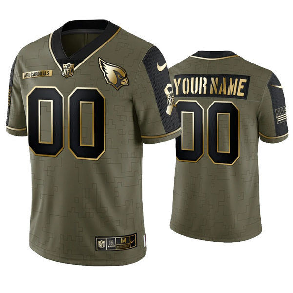 Mens Arizona Cardinals Custom Nike 2021 Olive Golden Salute To Service Limited Jersey 2